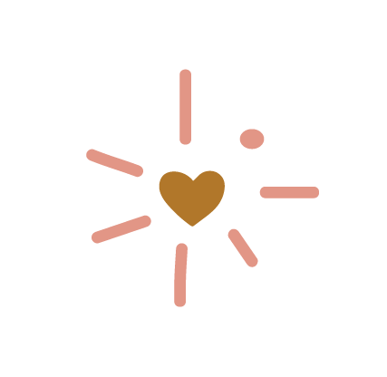 Ein herzförmiges Symbol mit strahlenden, rosa Linien darum.